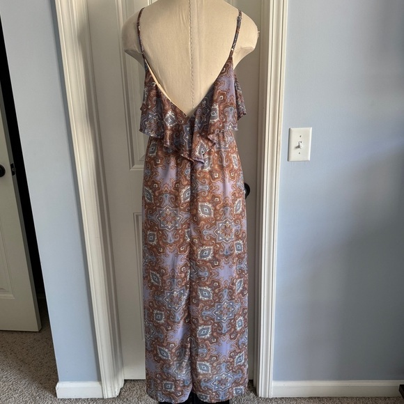Altar’d State Small Maxi Dress ~ Geometric Ruffle Spaghetti Straps BOHO Party - Picture 2 of 6